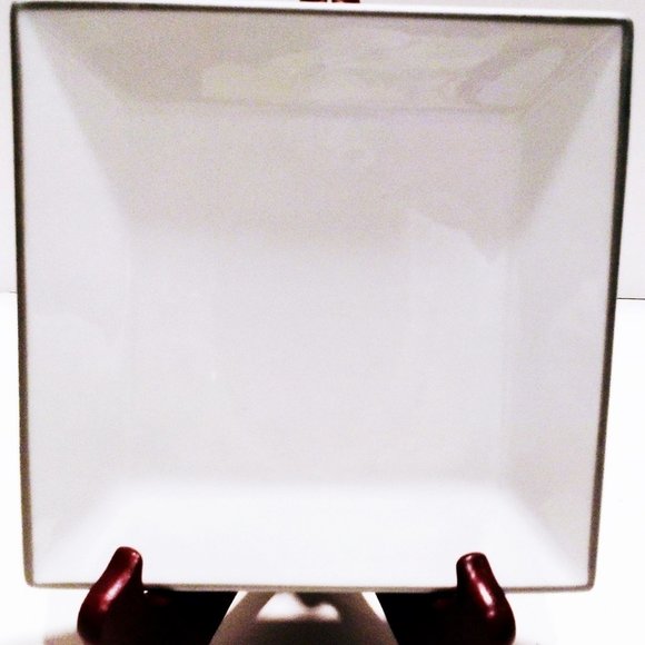 White Rim Square Stoneware Plates, Desser Plates, Bread Plates, Fruit Plates - Picture 9 of 12